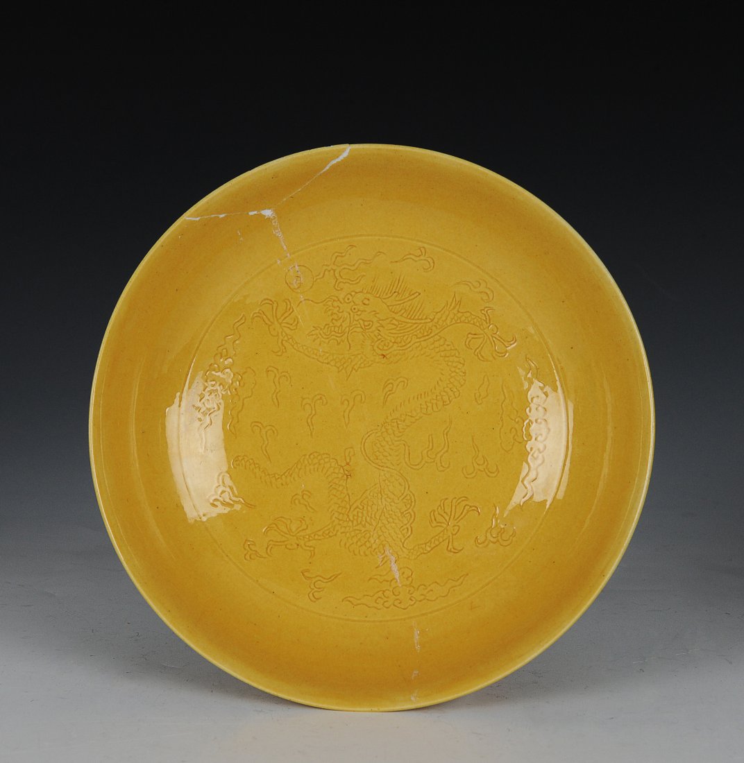 Chinese Imperial Yellow Glaze Plate, Daoguang (1 of 10)