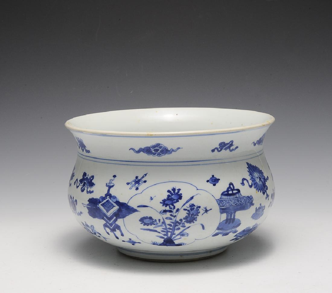 Chinese Blue & White Censer, Kangxi Period (1 of 7)