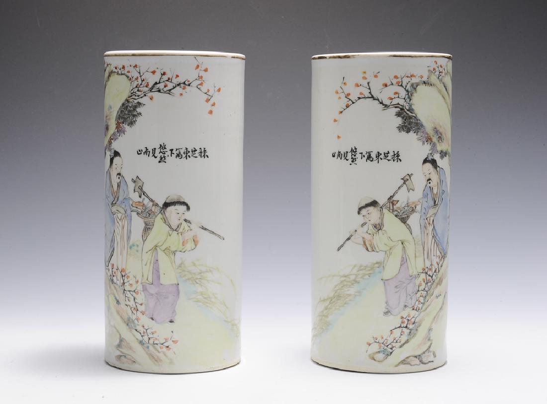 Pair of Chinese Famille Rose Hat Stands, 19th C (1 of 9)
