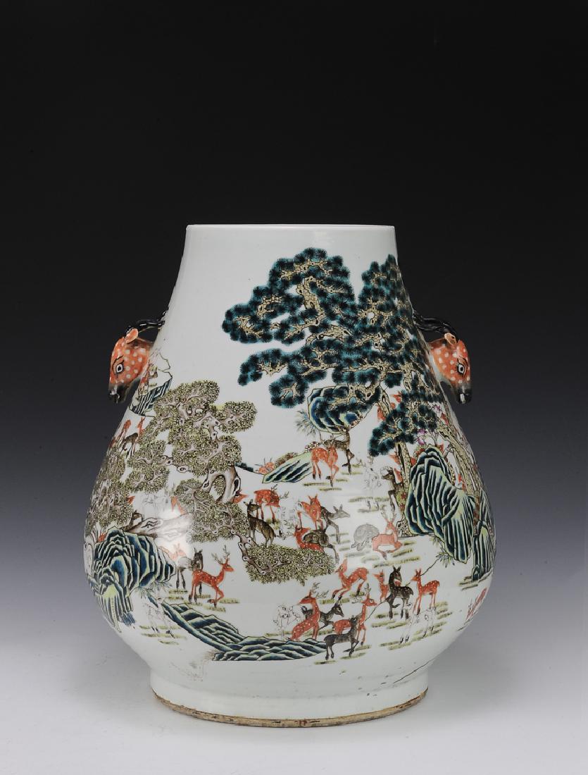 Chinese (Bai Lu) Hundred Deer Vase, 19th C (1 of 10)