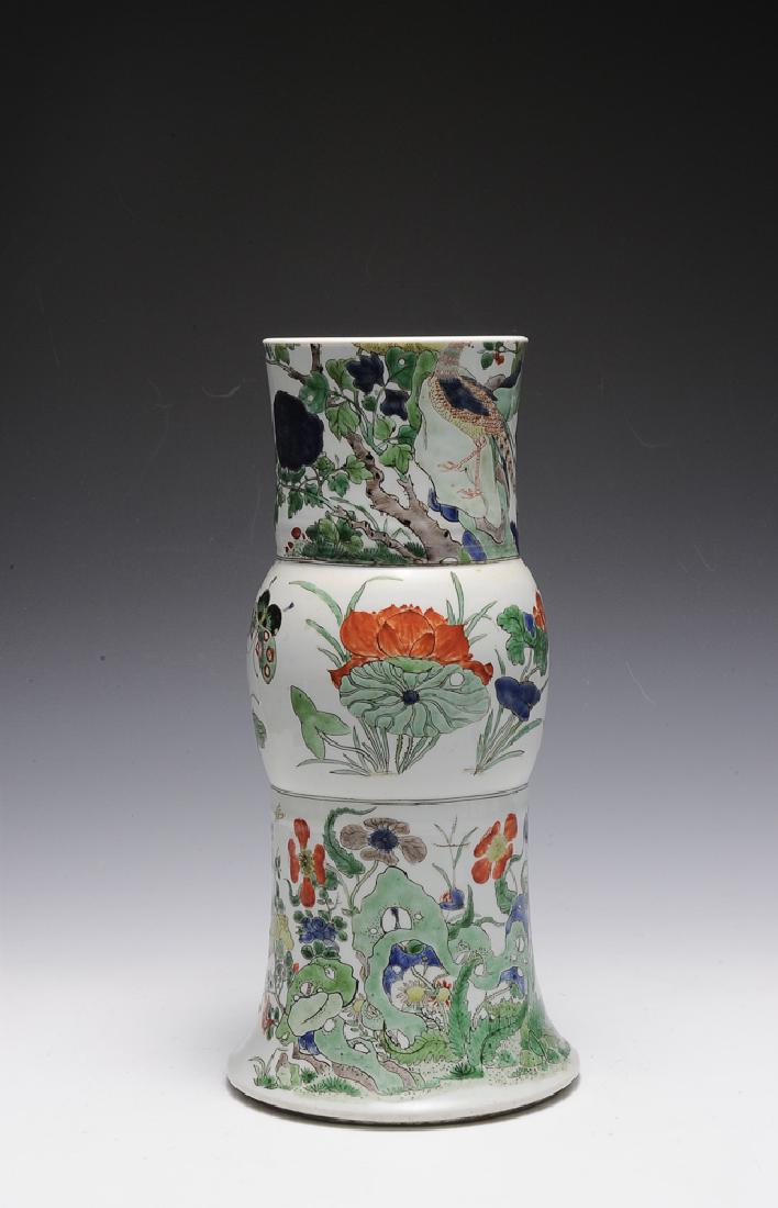 Chinese Wucai Gu Vase, Kangxi Period (1 of 10)