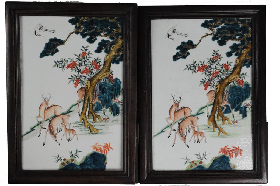 Pair of Chinese Famille Rose Plaques, 19th C (1 of 4)