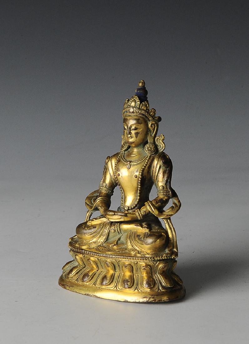 Small Seated Gilt Bronze Buddha,18th century (1 of 7)