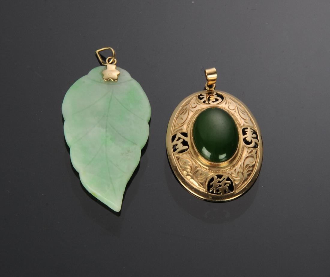 Two 14K Gold & Jade Pendants (1 of 1)