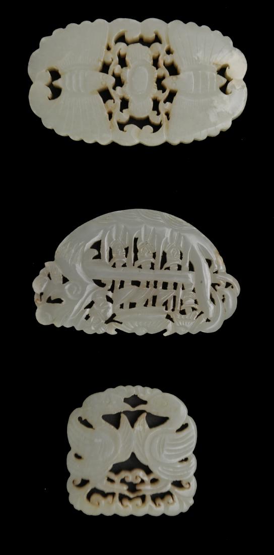 Three Chinese Carved Jade Plaques, 20th Century (1 of 1)