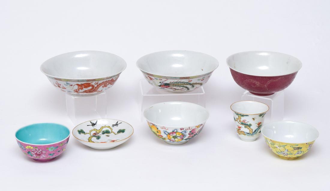 8 Chinese Porcelain Bowls, Cup & Saucer, 19th C (1 of 6)