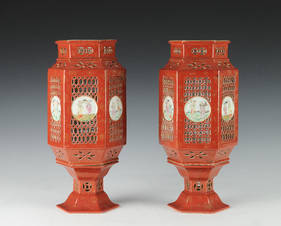 Pair of Red Chinese Lanterns, Early 20th Century (1 of 2)