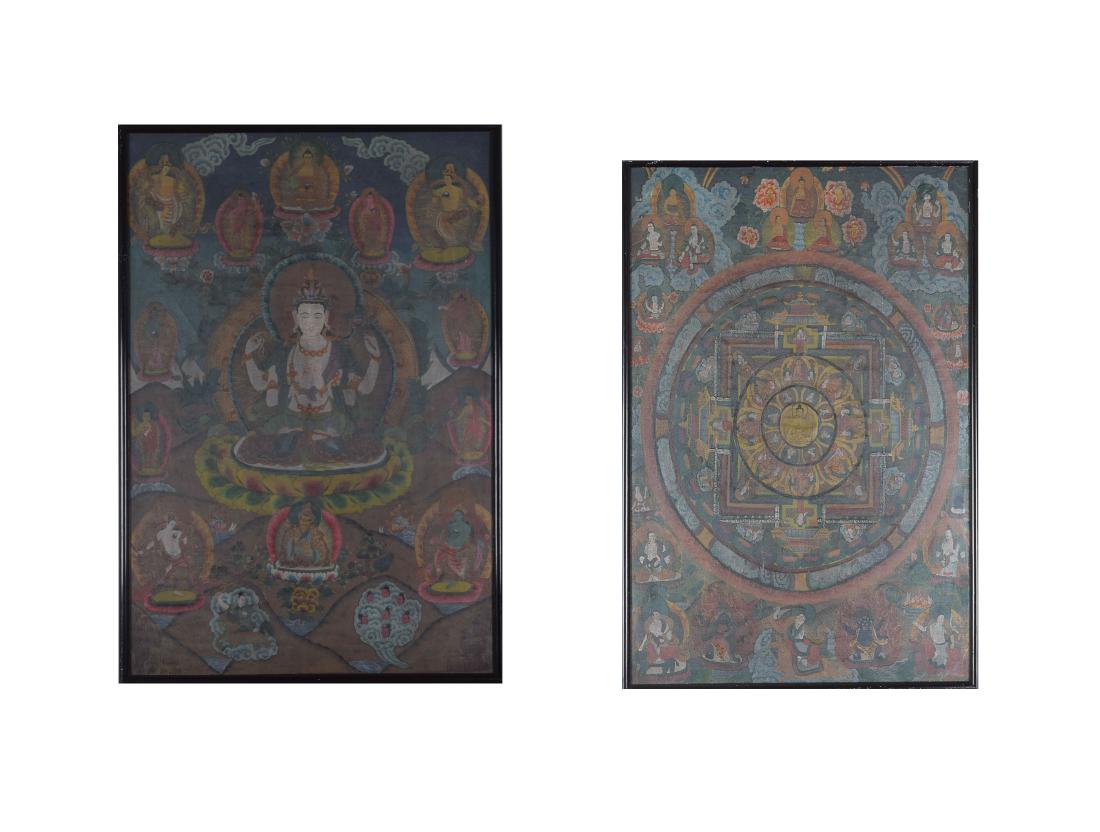 Two Tibetan Thangkas, 1970's (1 of 3)