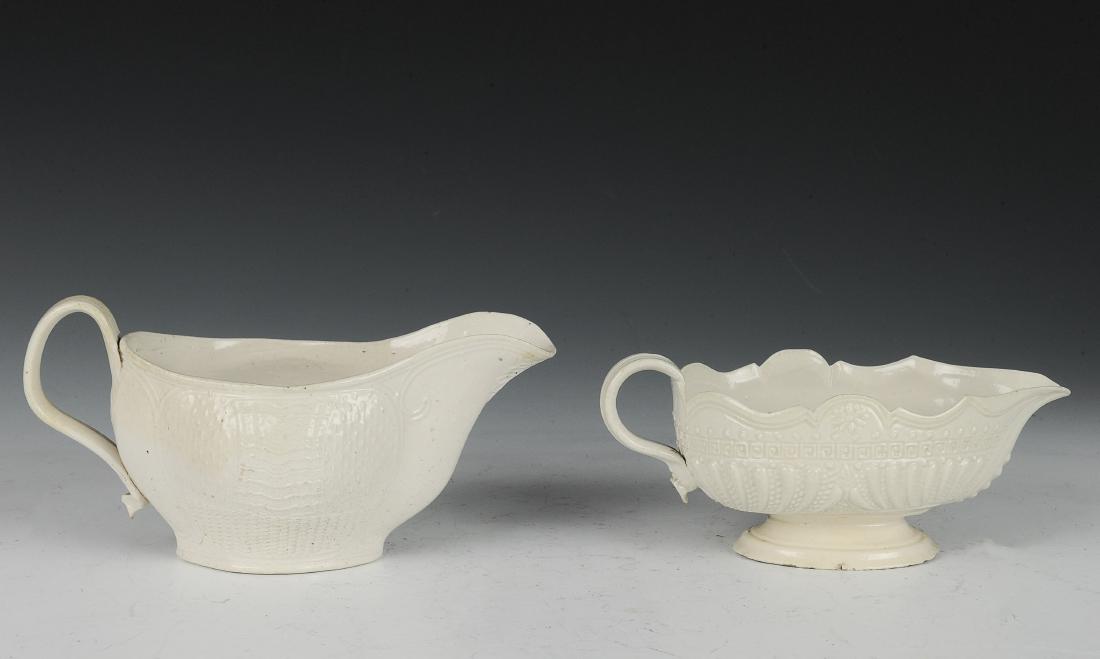 Two English Salt Glaze Sauce Boats,18th Century (1 of 3)