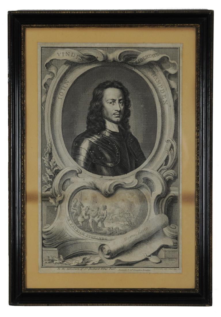 Dutch Engraving of John Hampden, Amsterdam 1740 (1 of 2)