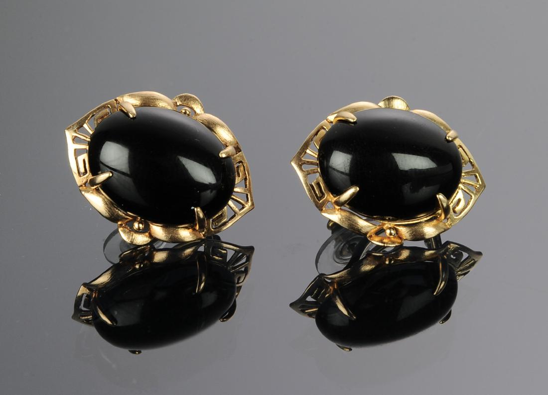 A Pair of 14K Gold & Onyx Earrings (1 of 1)