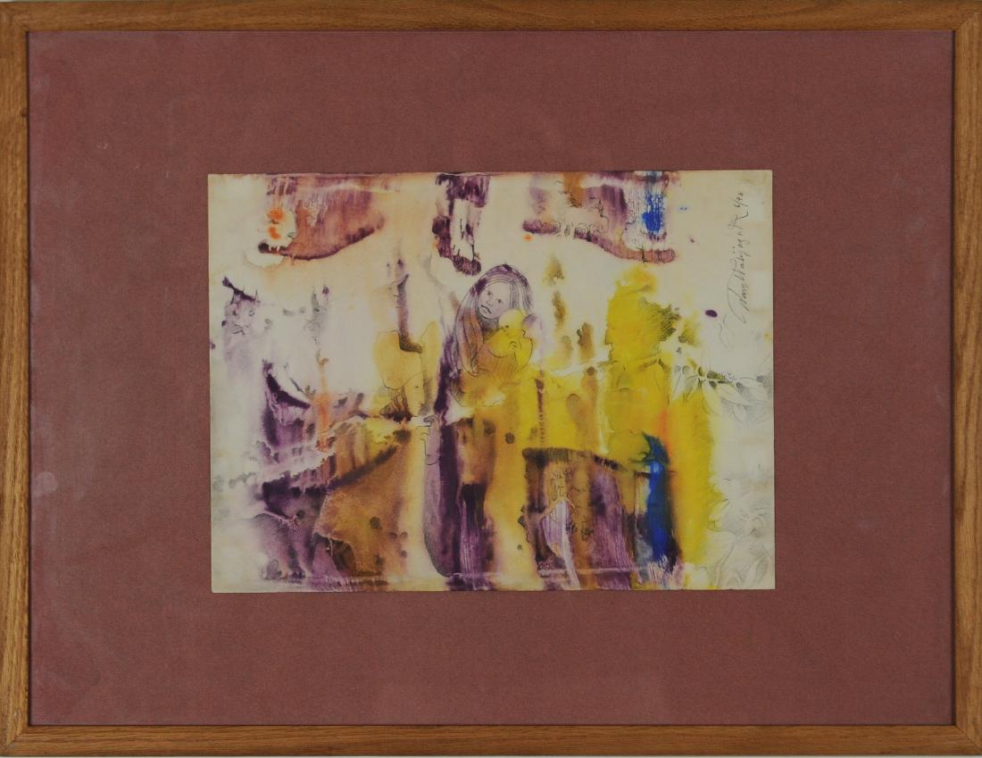 Watercolor & Pen by Wasyl Palyczak 1972: Palyczak (Ukrainian, American 1934- ) Piece is signed and dated 6/72. Dimensions are: Image Size - 14 1/2" X 10 3/4" , Overall - 25 3/8" X 19 3/8". All measurements are approximate. Condition: Fine - 