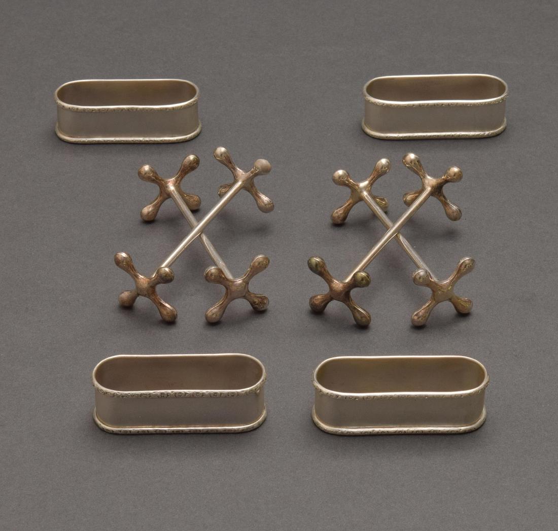 Four Sterling Napkin Rings, Four Knife Rests (1 of 3)