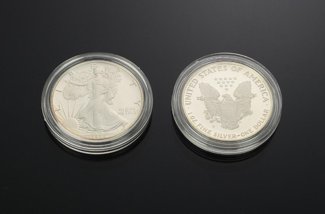 Two 1986-S 1 oz. Proof Silver American Eagle Coins (1 of 3)