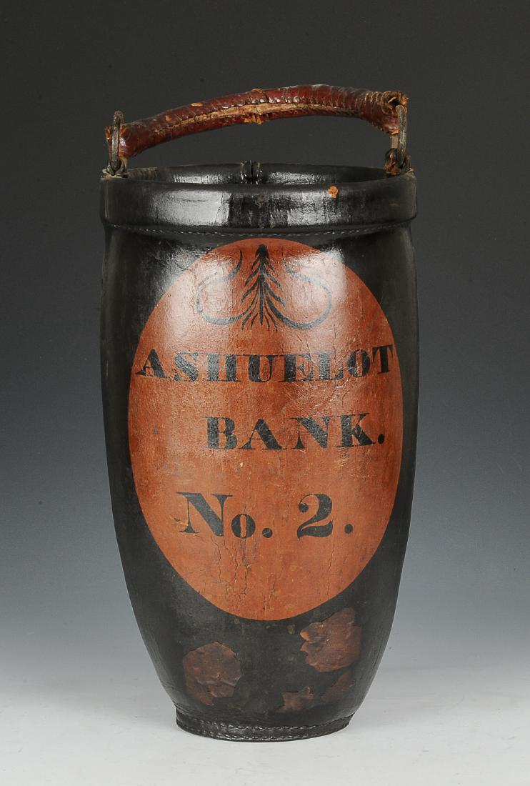 Painted Leather Fire Bucket - Ashuelot Bank No. 2 (1 of 2)