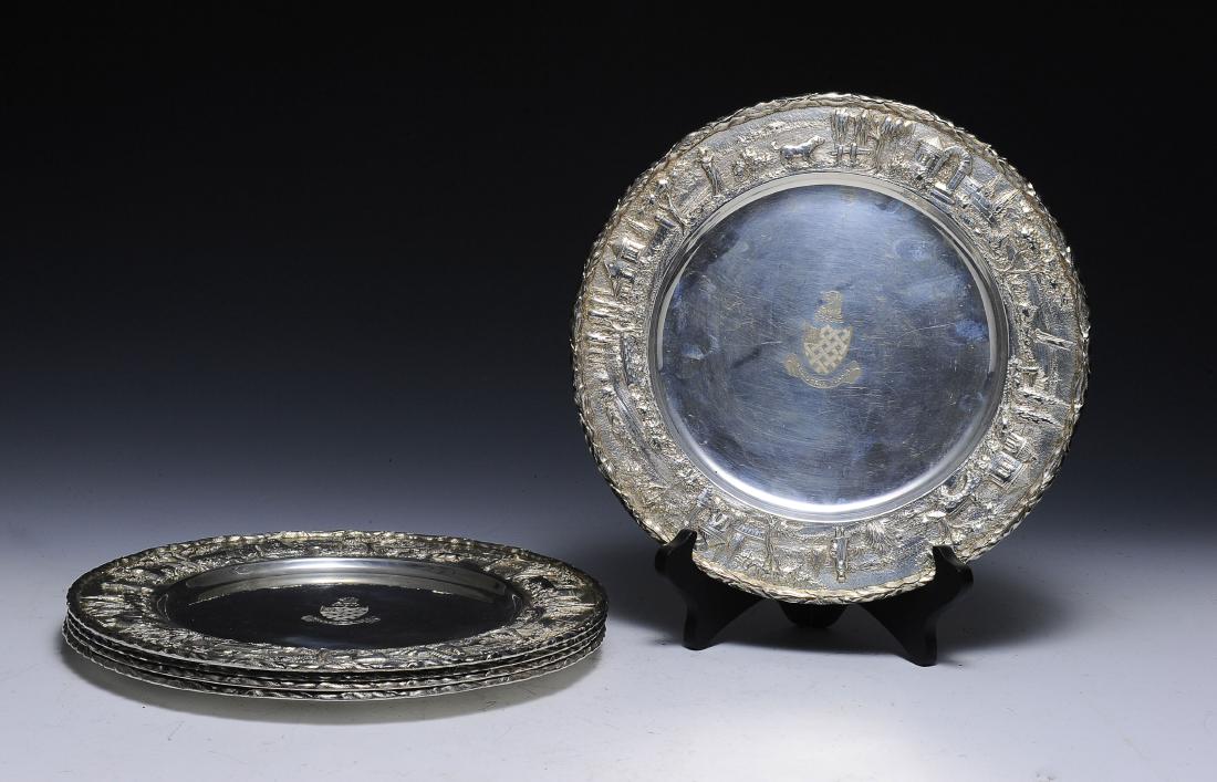 Five S. Kirk & Son Sterling Repousse Castle Plates (1 of 8)