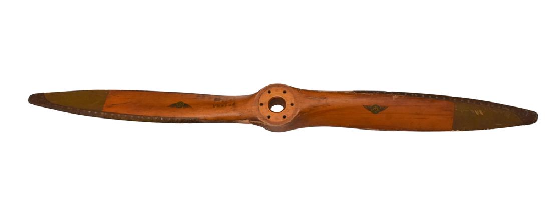 Sensenich Brothers Wood Propeller: Wood prop with metal edge reinforcement, original decals. Dimensions are: 6" tall X 70" wide. All measurements are approximate. Condition: Surface wear and some separation to the wood seam at hub. Goo
