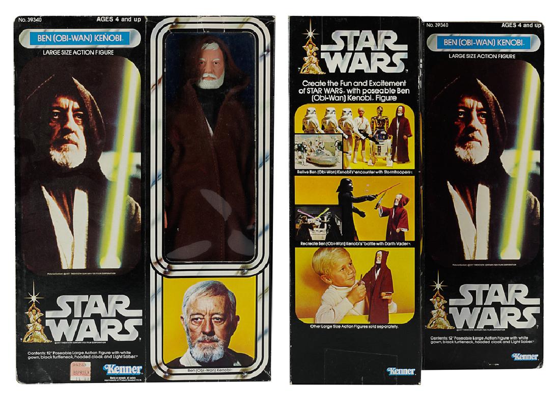 Kenner Star Wars12" Obi-Wan Kenobi: No. 39340 in original window box, complete with light saber. Dimensions are: the box measures 13" tall X 4 3/4" wide. All measurements are approximate. The box has significant wear and several tears. 
