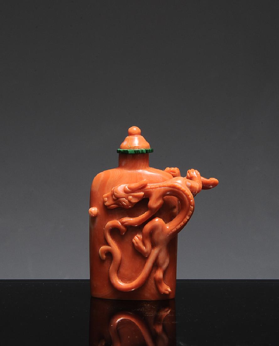 Chinese Coral Snuff Bottle, 19th Century (1 of 5)