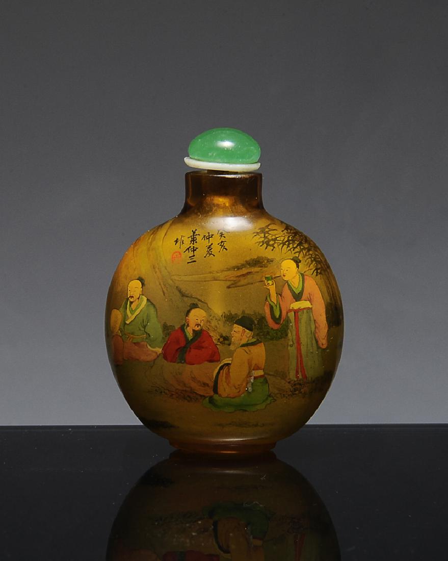 Interior Painted Chinese Snuff Bottle, Ye Zhong Shan (1 of 6)