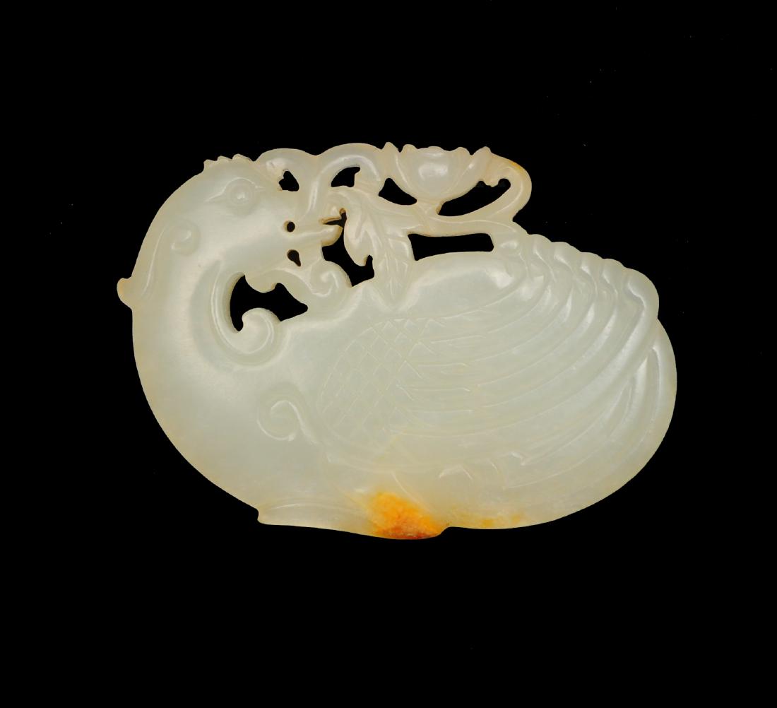 Chinese White Jade Goose Plaque, 18th Century (1 of 2)