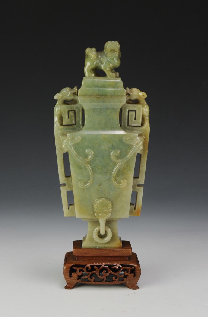 Chinese Square Jadeite Vase, Late 19th Century (1 of 6)