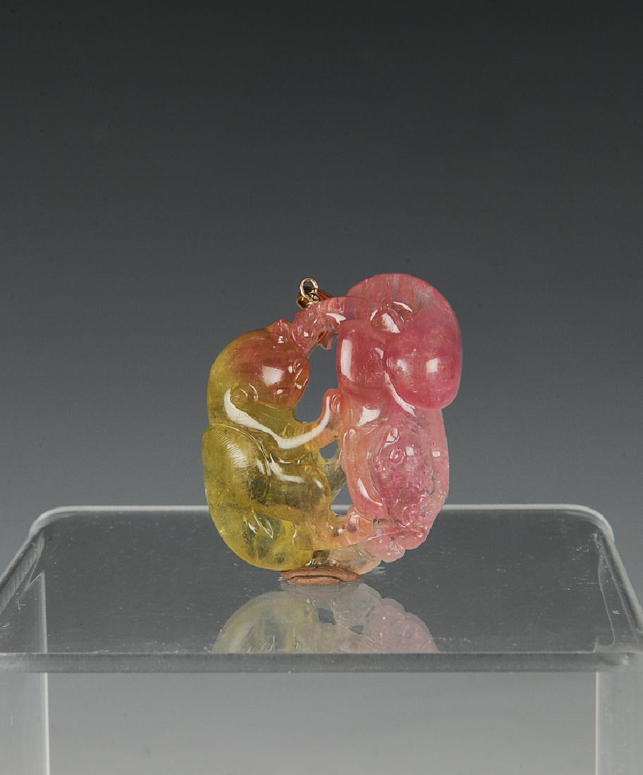 Chinese Two Tone Tourmaline Toggle, 19th Century (1 of 6)