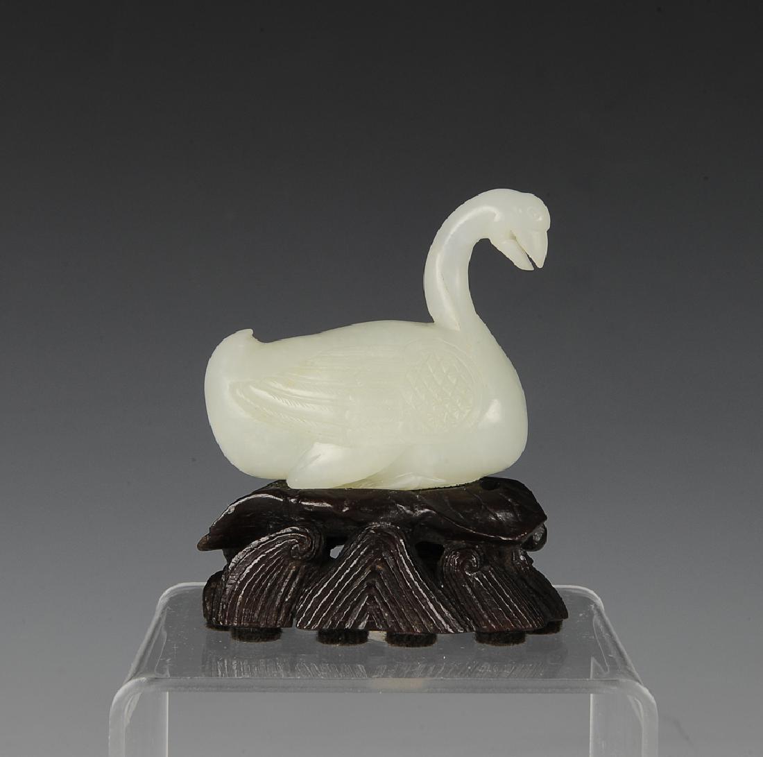 Chinese White Jade Carved Goose, 18th C (1 of 6)