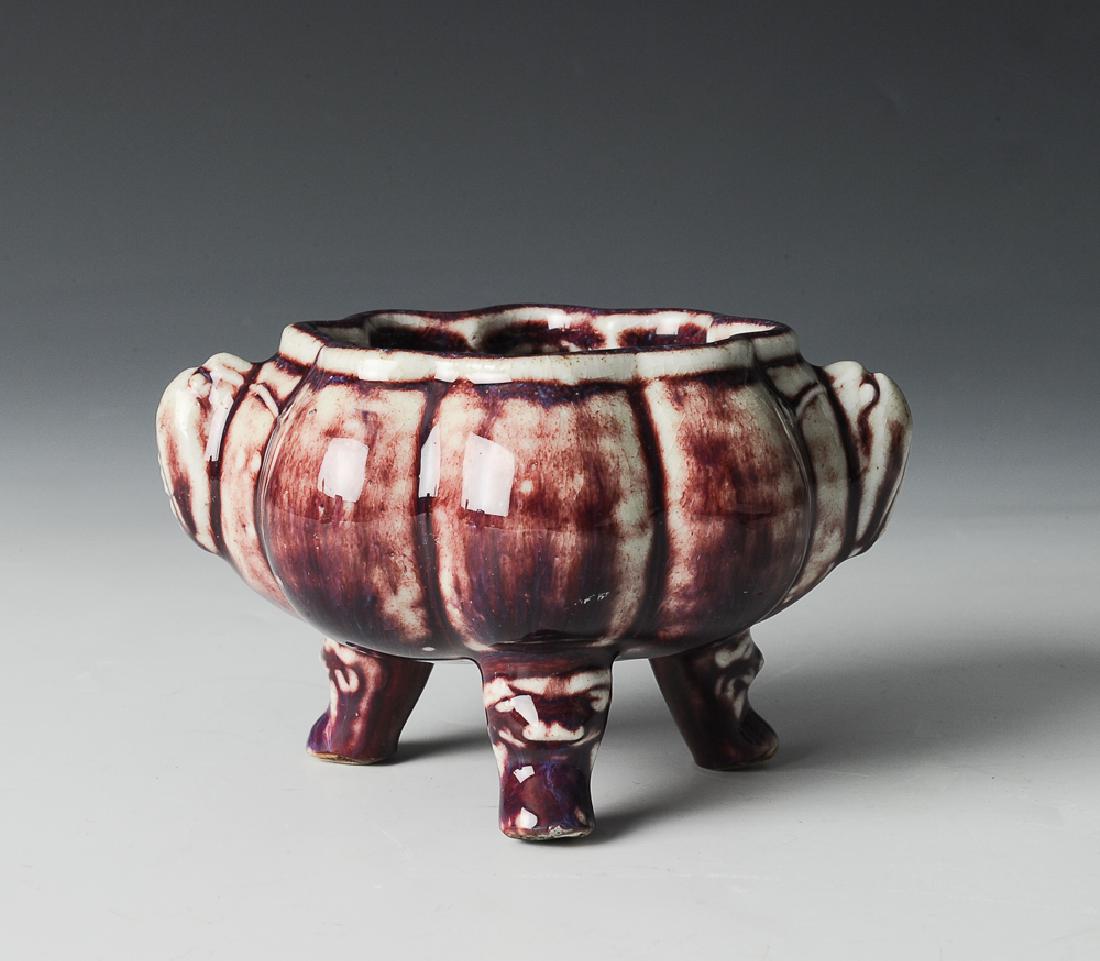 Chinese Flambe Tripod Incense Burner, 18-19th C (1 of 7)