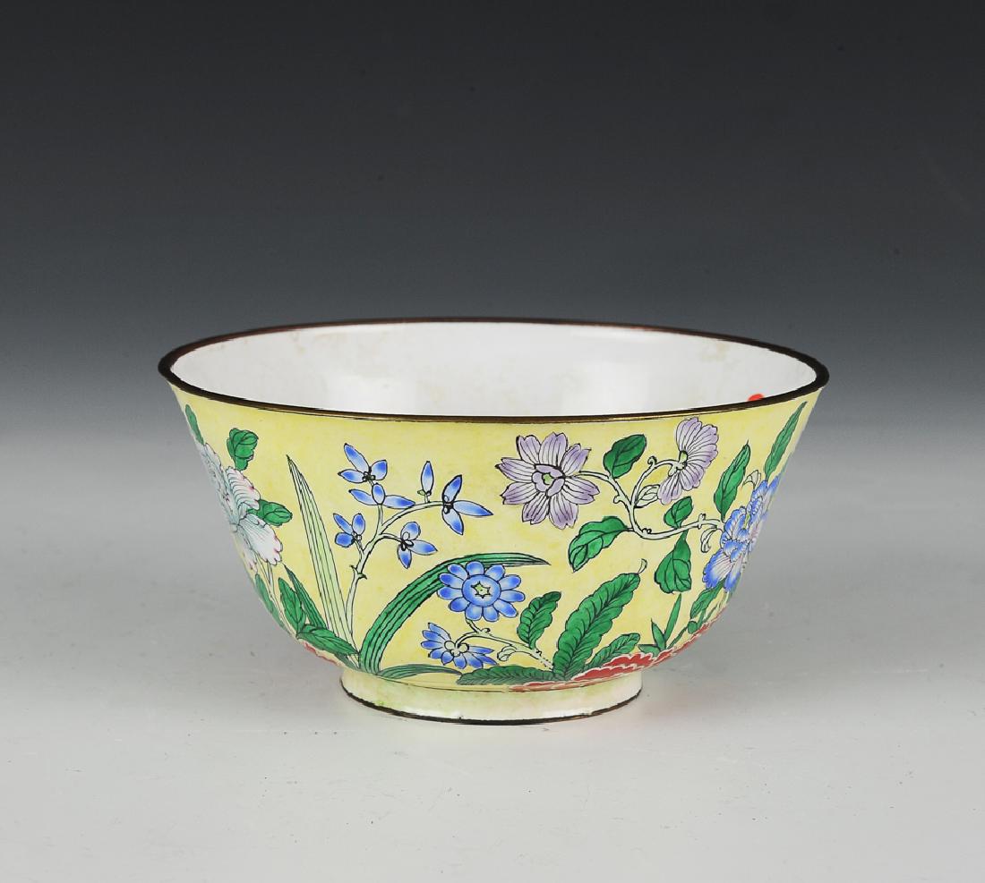 Chinese Enameled Bowl w/ Flowers, 18-19th C (1 of 4)