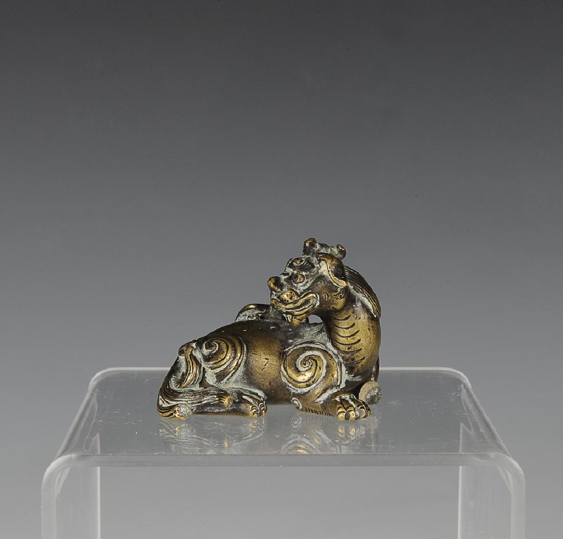 Gilt Bronze Beast Paper Weight, Ming Dynasty (1 of 5)