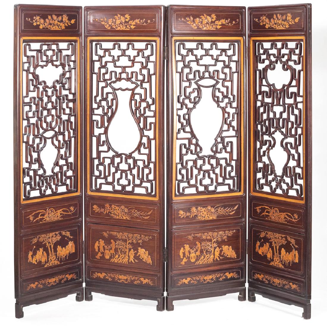 Set of 4 Chinese Rosewood Panels, 19th - 20th C (1 of 13)