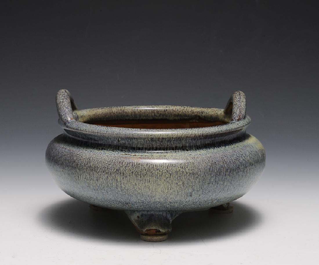 Chinese Shiwan Flambe Glaze Tripod Censer, 18th C (1 of 12)