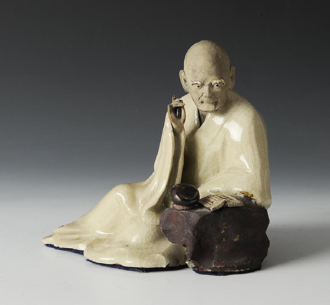 Shiwan Writing Luohan Statue, 19th C. (1 of 10)