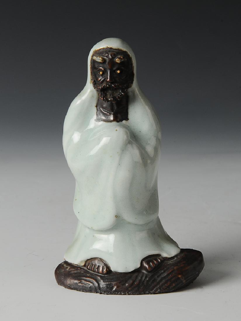 Chinese Shiwan Celadon Glaze Damo Statue, 19th C. (1 of 10)