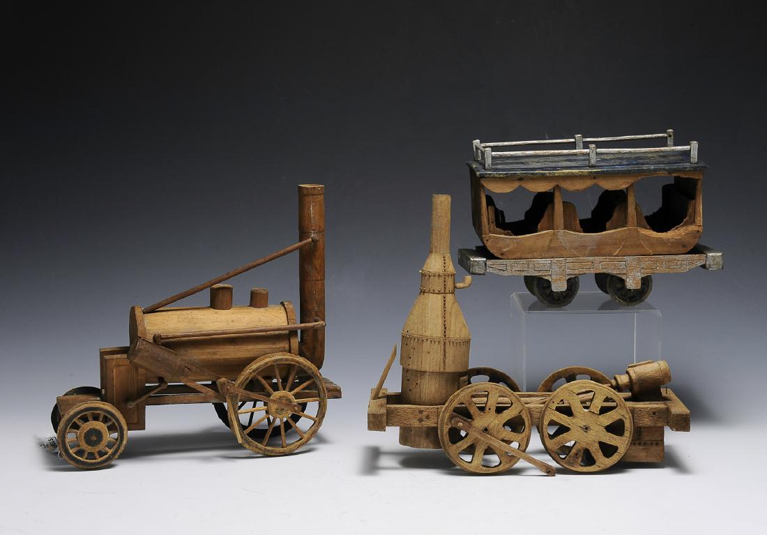 Folk Art Locomotives and Passenger Car from Iowa (1 of 1)