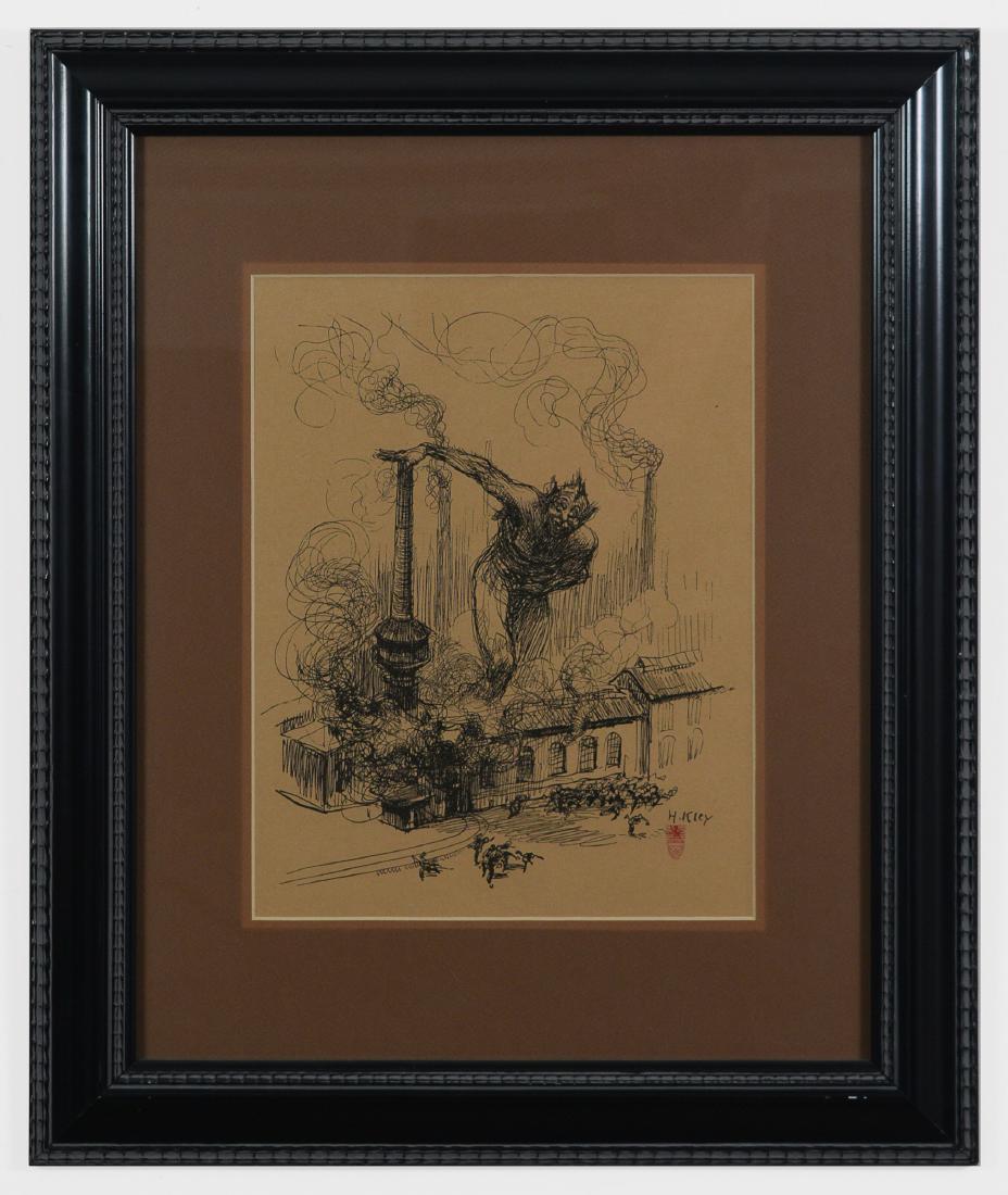 Lithograph of a Demon and Industry by H. Kley (1 of 3)