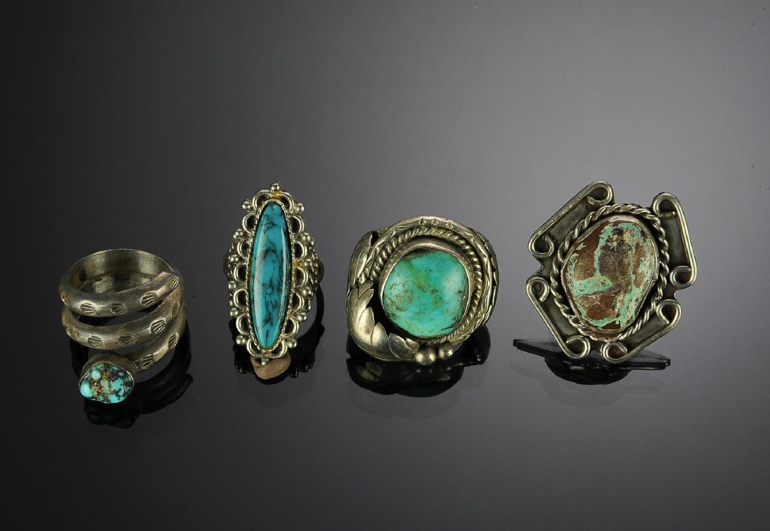 Four Silver & Turquoise Native American Rings (1 of 2)