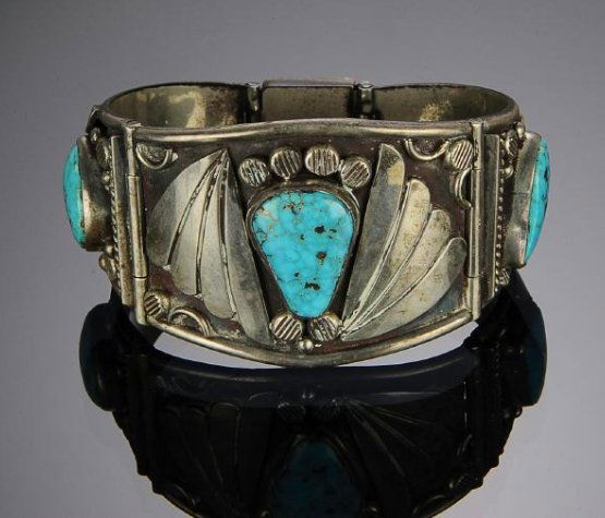 2 Navajo Silver - Turquoise Bracelets (1 of 5)