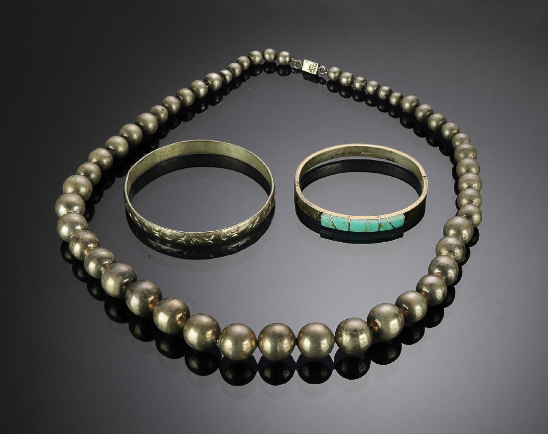 Two Mexican Sterling Silver Bracelets & Necklace (1 of 1)