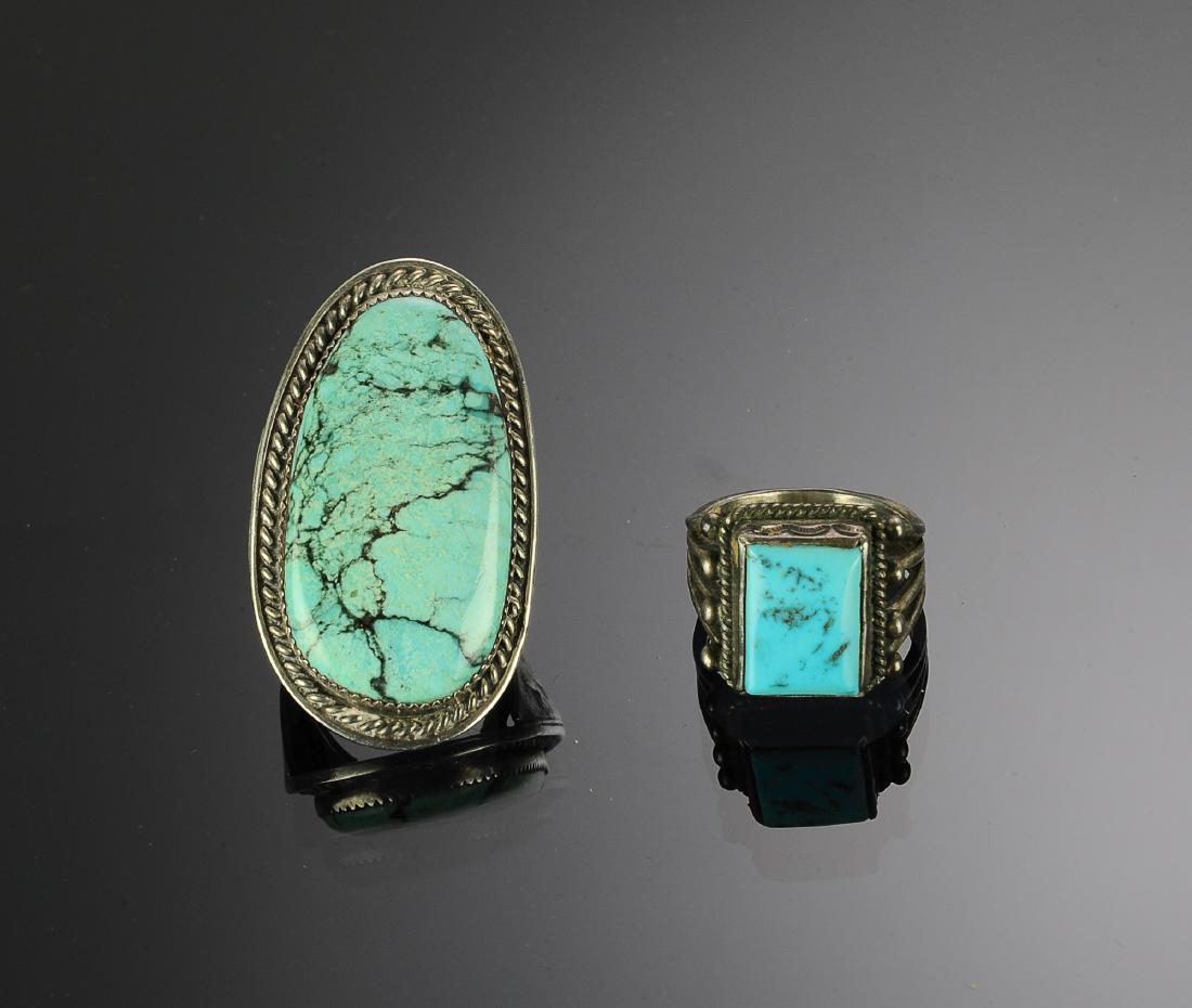 Two Sterling Silver and Turquoise Rings (1 of 2)