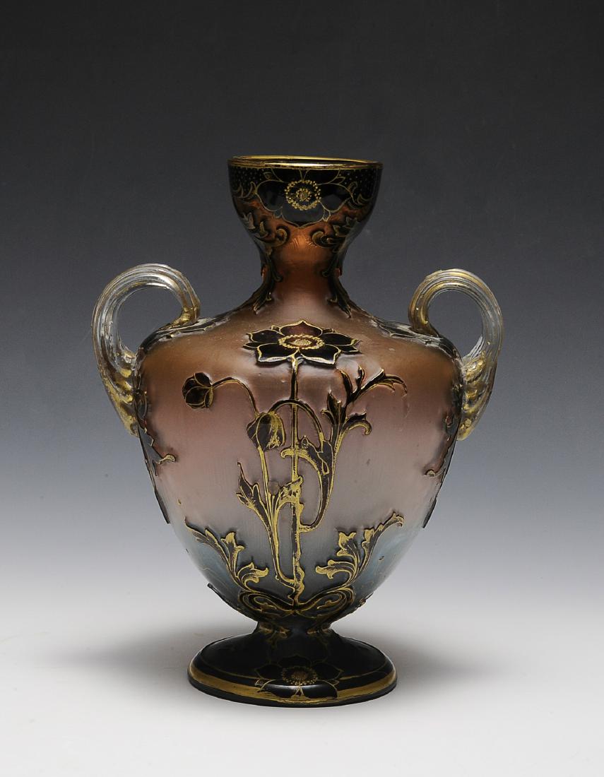 19th Century Ruby, Pink, Blue, Clear & Gold Vase (1 of 5)
