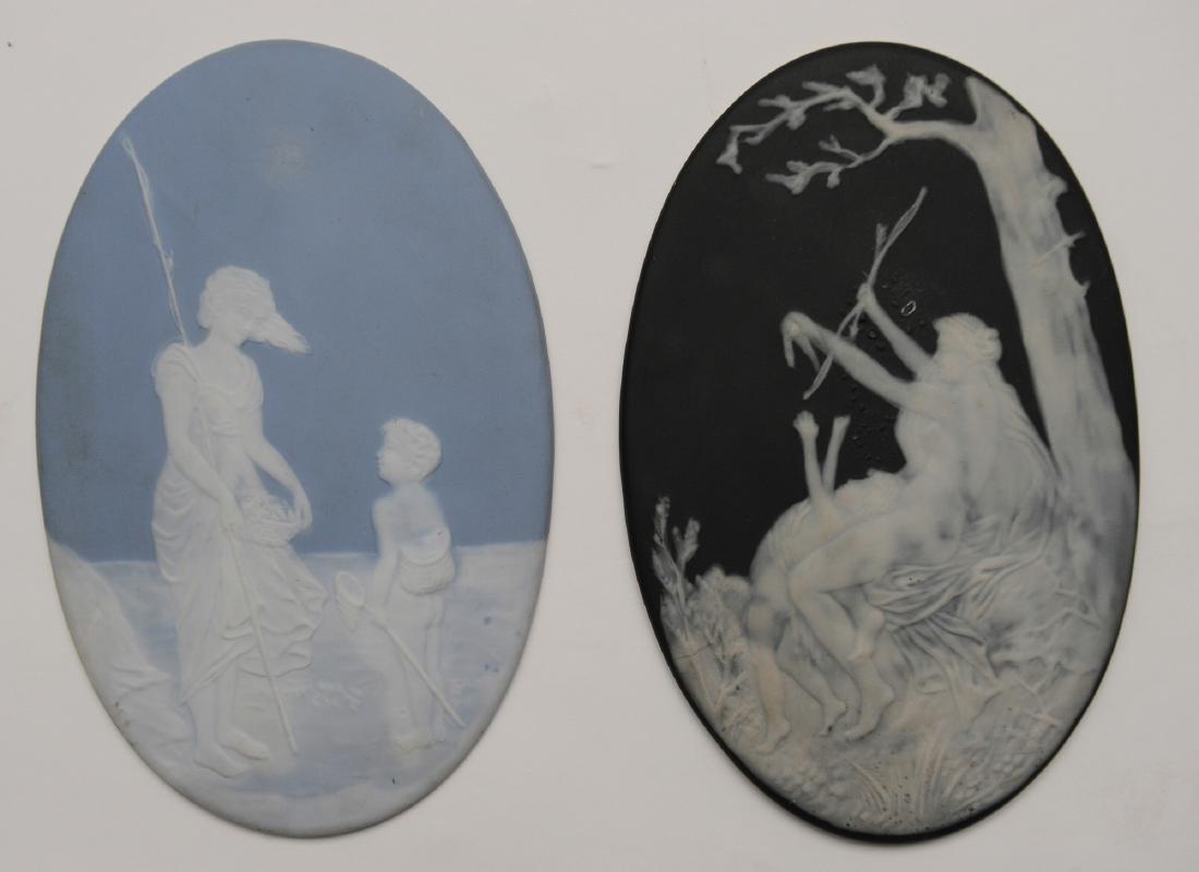 Two Oval Limoges Pate Sur Pate Jasperware Plaques (1 of 2)