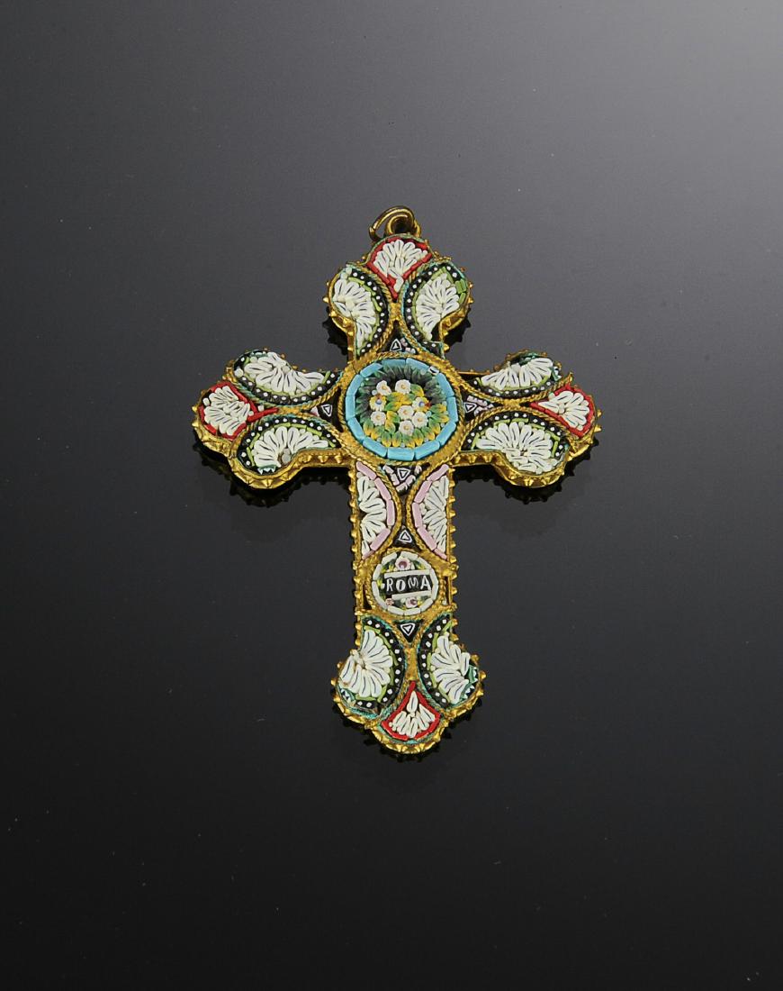 Italian Micro Mosaic Cross Marked Roma (1 of 2)