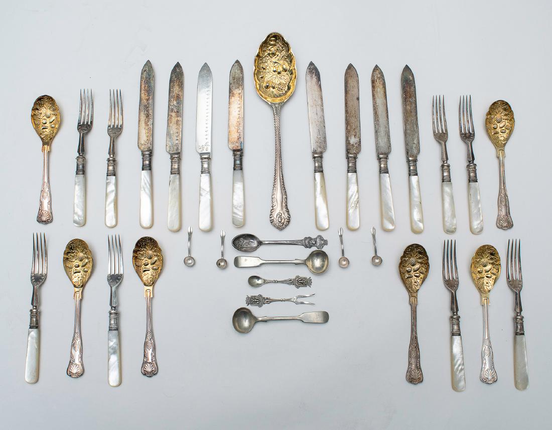 A Lot of Sheffield Plate and MOP Handle Flatware (1 of 4)