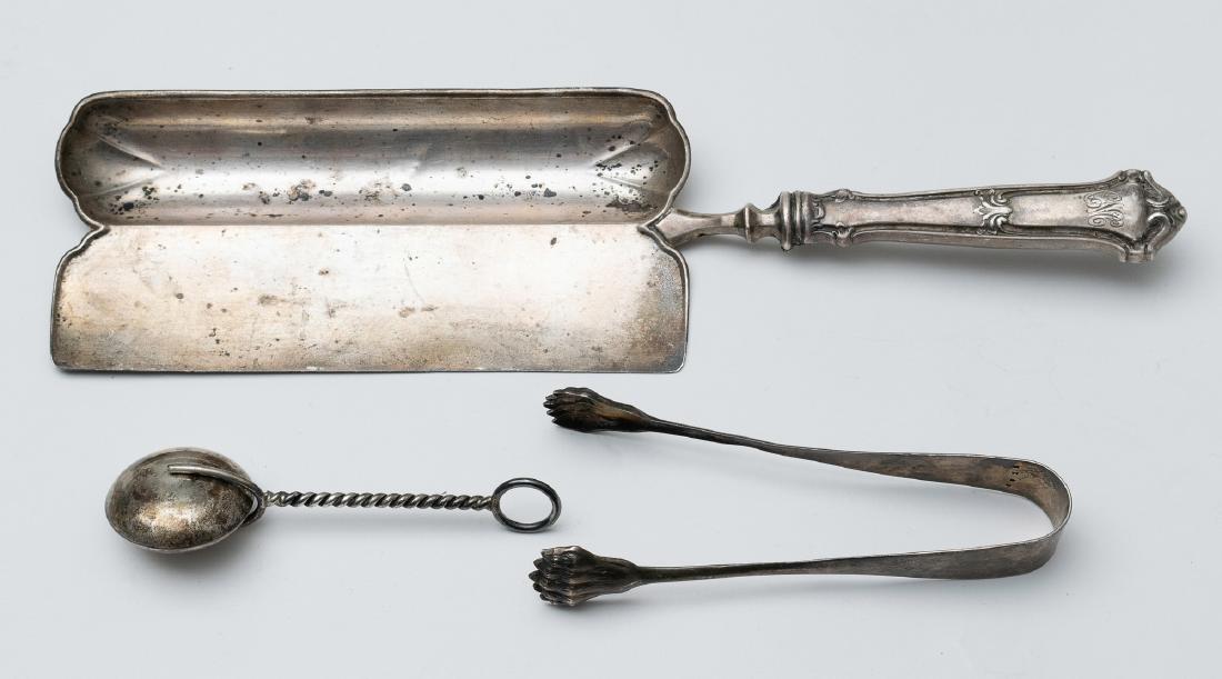 Sterling Sliver Silent Butler, Tong & Baby Rattle (1 of 4)