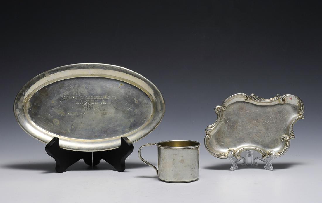Two Sterling Trays & Sterling Cup (1 of 2)