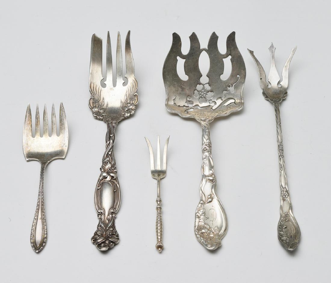 Five Sterling Silver Serving Forks (1 of 2)