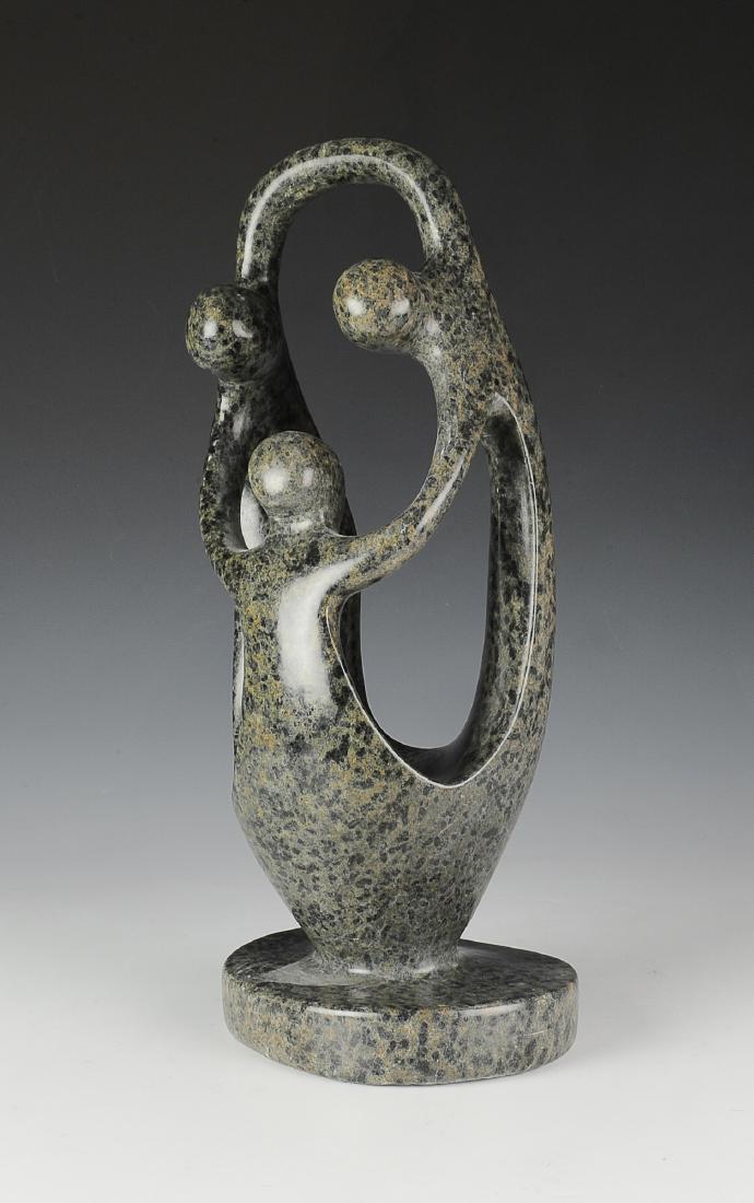 Soapstone Abstract Sculpture of Three Figures (1 of 2)