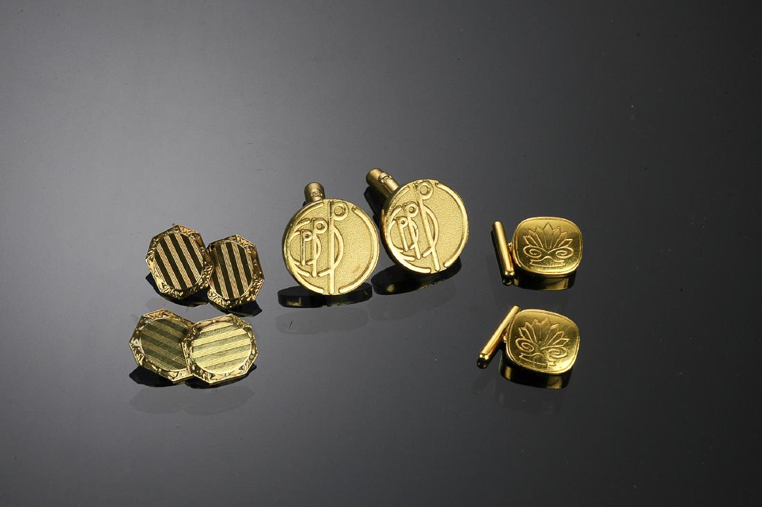 Three Pair of Gold Cufflinks Inc. Dunhill (1 of 1)